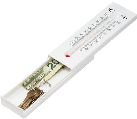Youding Ocultador de Llaves para Exteriores, Caja de Seguridad para Llaves, termómetro Decorativo para Ocultar Llaves, Almacenamiento Discreto de Llaves para Llaves, Monedas y Dinero