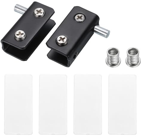 sourcing map Adjustable Glass Door Hinges Clamp, 1 Pair Stainless Steel Cabinet Glass Door Pivot Hinge Clip for 5-8mm Thickness Glass, Black 40x10x20mm