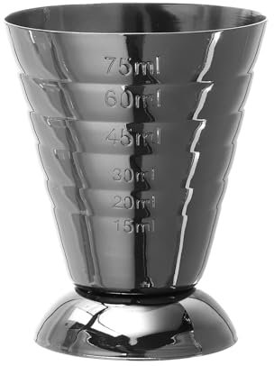 QUARKZMAN Inox Acier Cocktail Jigger, 2.5oz Cocktail Mesure Tasse Bar Jigger avec Mesures, Multifonction Mesure Tasse pour Barre, Restaurant, ou Maison Utilisation, Noir