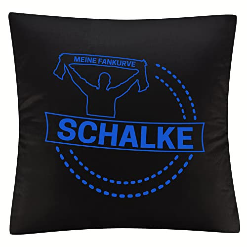 multifanshop Kissenbezug - Schalke - Meine Fankurve - Druck blau - Kissen Größe one Size schwarz