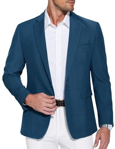 COOFANDY Giacca Sportiva da Uomo per Il Tempo Libero Giacche Sportive Giacche da Completo Giacca da Lavoro da Uomo con Risvolto Classico Abito da Sposa Blu Navy 3XL