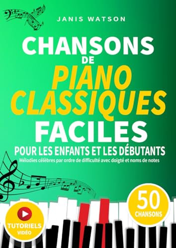 CHANSONS DE PIANO CLASSIQUES FACILES POUR LES ENFANTS ET LES DÉBUTANTS: Mélodies célèbres par ordre de difficulté avec doigté et noms de notes