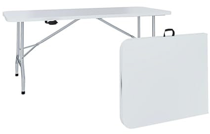 BERARDI | Tavolo pieghevole in resina bianca, 180x74x74 cm, portatile con maniglia, per sagra, campeggio, birreria, catering, casa, fiere