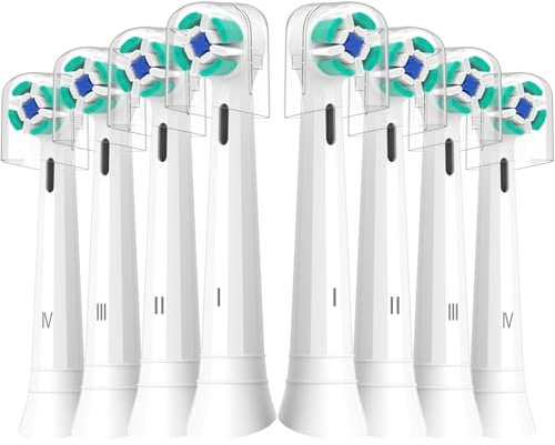 Brush Heads Compatible with Oral B iO 2 3 4 5 6 7 8 9 10 Series Electric Toothbrushes, Soft Toothbrush Head Fits for iO Ultimate Radiant Gentle Series, 8PCS White