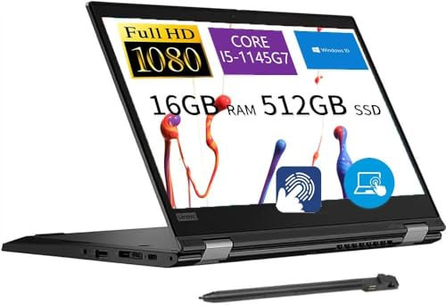 Lenovo ThinkPad L13 Yoga Gen 2 Touch Screen 2 in 1 Business Laptop Intel i5-1145G7 13.3 Pollici FHD 16GB RAM SSD 512GB Pennino capacitivo Tastiera US Windows 10 Pro (ricondizionato)