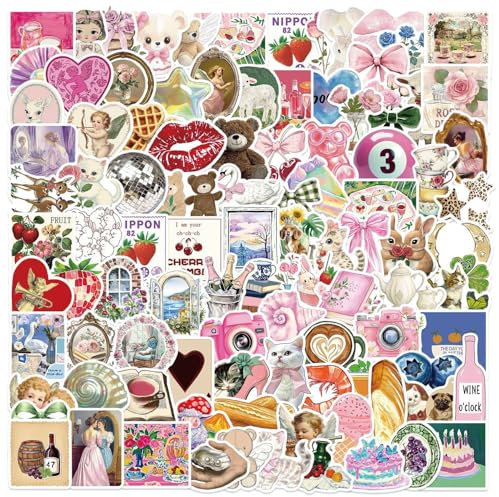 Y2k Aesthetic Stickers,Vinyl Waterproof Sticker for Laptop, Water Bottle,Guitar, Gifts for Girls,Teens,Adults(Cute Stickers)