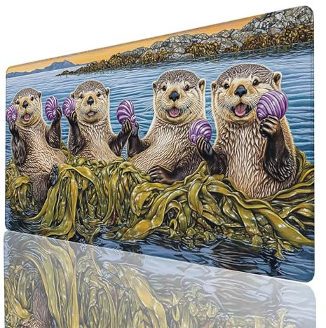 Mauspad Pflanzen, Gaming Mauspad XXL 50x25x0.3cm, Großes Schreibtischunterlage Otter, Mousepad rutschfeste wasserdichte Verbessert Geschwindigkeit und Präzision, für Büro Gaming Tisch Deko GYL-4762