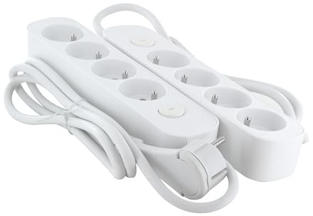 Lot de 2 Blocs multiprises 4x16A + Interrupteur - 1,5m - Chacon