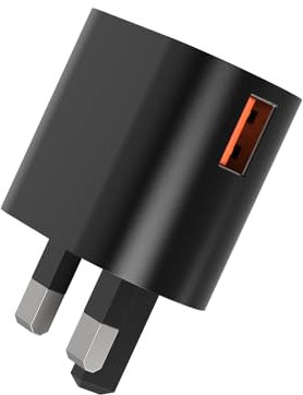 UK 3-Pin Mains Charger Plug – 18W Fast Charging, USB C Wall Adapter – 5V/3A Power Adaptor for Mobile Phones, Monitors & Laptops