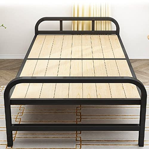 Tragbares Klappbett mit Holzlattenstütze und Stauraum unter dem Bett, ideal für Schlafzimmer und Büro
