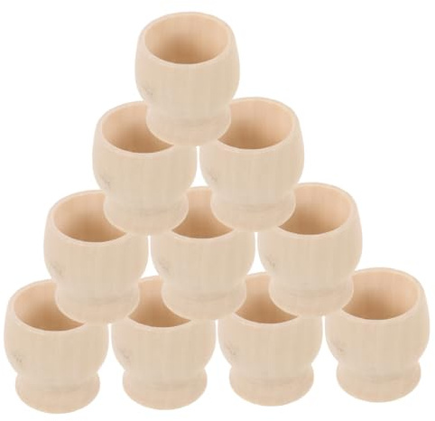 QUMIIRITY 10 pièces Coquetiers Bois DIY pour Garçon Fille Supports à Œufs Bois Lisse et Solide Accessoires de Peinture et Décoration Manuelle pour Fêtes et Activités