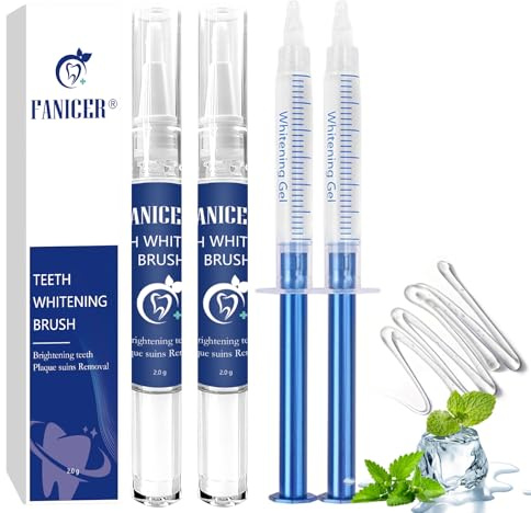 2x Stylo Blanchiment Dents,2 x 3ml Gel Blanchissant pour Dents Seringue, Élimine les Taches Rapidement pour des Dents Plus Blanches, Facile à Utiliser