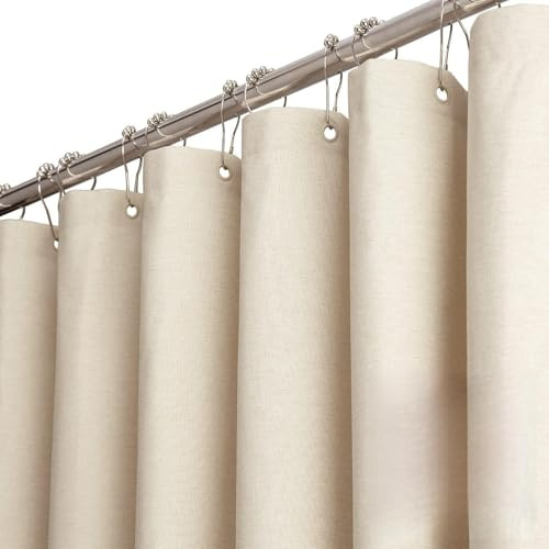FARYODI Tenda da doccia in lino, 180 x 200 cm, impermeabile, per hotel di lusso, lavabile, per bagno, casa, hotel, appartamento