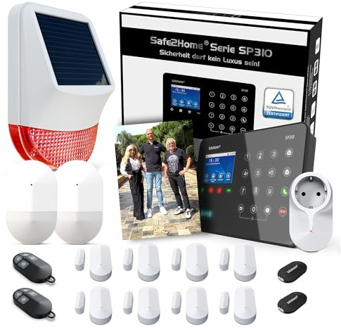 Safe2Home® SP310 Funk Alarmanlage Komplett Set - Störsendererkennung - Tüv-Rheinland zertifizierte Basis – App Steuerung per LTE SMS WLAN Alarmsystem 868Mhz - für Haus und Gewerbe (Geissens Bundle)