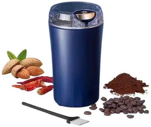 Electric Coffee Grinder, Stainless Steel Blade, 300W, 100g Capacity, Cord Storage, Portable & Compact for Dry Grinder Machine Coffee Beans, Spice, Nuts, Seeds, Herbs, (Blue)