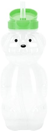 Acouto Paquete de 3 Vasos con Pajita de Oso con Tapa Abatible, 230 Ml PE PP, Botella para Beber Reutilizable con Forma de Animal Lindo, Vaso con Pajita de Oso Lindo, Botella para Beber con Forma de