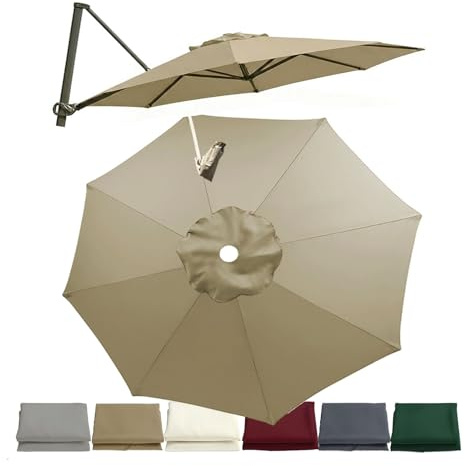 JDFVHJF Housse de rechange pour parasol déporté 3.0m 3.5m Toile De Remplacement Parasol De Terrasse 8 Baleines Rond Imperméable