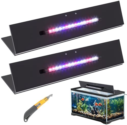 Sieral Aquarium-Deckel, Polycarbonat-Überdachung mit LED-Licht, 2-teiliges Set, 42 x 40 x 0,3 cm, für 15,7 l / 1,8 l / 1,8 l / 84 Gallonen mit Mittelstrebe, Aquarium-Abdeckung, Aquarium-Deckel mit