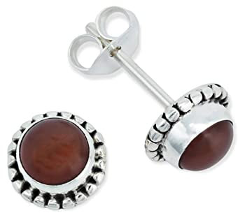 Ohrstecker 925 Silber Karneol orange roter Stein Edelstein Ohrringe echt Silber Damen Sterling Silber Stecker Geschenk(MOS-025-16)