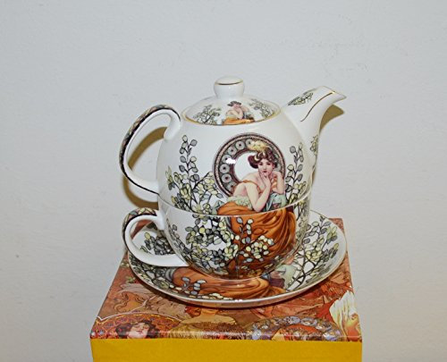 Atelier Harmony TeaforOne Teekanne Alfons Mucha Ruby Weiss mit Geschenkbox