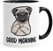 MoonWorks Kaffee-Tasse Good Morning böser Mops Mittelfinger Büro-Tasse Teetasse Keramiktasse schwarz Unisize