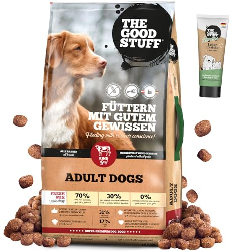 THE GOODSTUFF Rind (Adult) 12,5kg | Hundefutter trocken getreidefrei | Inkl. Leberpastete Geflügel | Mit Rindfleisch | Trockenfutter für ausgewachsene Hunde | Getreidefreies Hundetrockenfutter