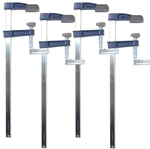 White Hinge Limited F Clamps with Protective Jaw Covers, 50mm x 300mm, Quick Slide Bar Vice for Brick Laying, Woodwork (4)