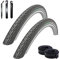 2 x Schwalbe Road Cruiser Fahrradreifen K-Guard Decke Schwarz Reflex 37-622 (28 x 1,40) + 2 Schwalbe SV17 60 mm Schläuche inkl. 3 Reifenheber