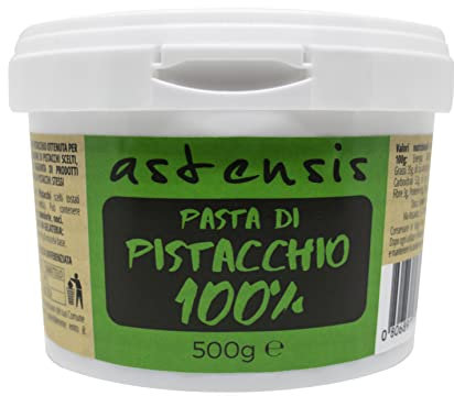 Astensis Pasta 100% di Pistacchio 500g - Crema di Pistacchio Ottenuta per Raffinazione a Pietra di Pistacchi Scelti, Senza l'Aggiunta di Prodotti Estranei ai Pistacchi Stessi - 500g