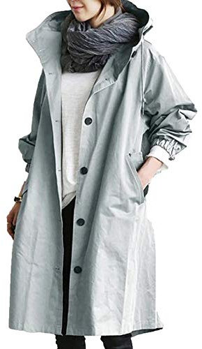 LCpddajlspig Manteau de pluie pour femme long et chaud, décontracté, coupe-vent avec capuche, léger, grandes tailles, imperméable, coupe-vent, élégant, veste d'extérieur demi-saison, bleu clair, XXXL
