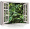 Leinwand Bilder Fensterbilck Dschungel Wald Pflanzen Natur Landschaft Modern Canvas Leinwandbild Fenster Küche Schlafzimmer Wohnzimmer Wandbilder Wand Bild auf Leinwand Aufhängefertig (80x60 cm)