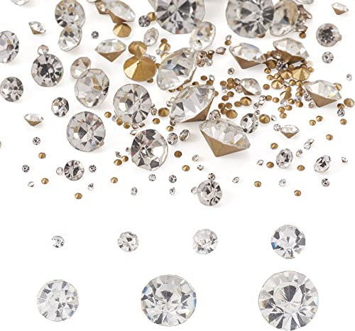 Cheriswelry 2600pcs Glass Pointed Back Rhinestone Crystal Faceted Diamond Loose Stone Clear Rhinestone Cabochons for Nail Art Jewelry Making
