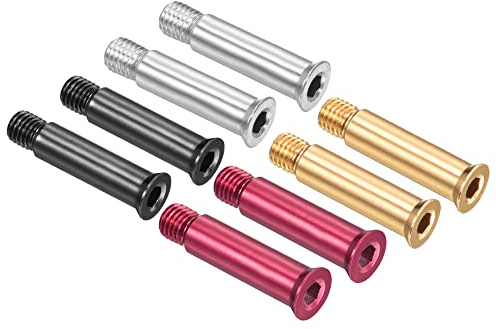 PATIKIL 8 Paquete 34mm En Línea Eje Tornillos Negro Rojo Plata Dorado | Eje Hexagonal Zócalo Tornillo Reemplazo Fijación Aluminio, para Patines Rodillo