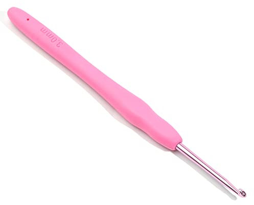 3 mm Crochet Hook, Aluminum Soft Grip Rubber Handle Needles Ergonomic Knitting Needles Crochet Needle for Beginners and Handmade DIY Knitting Crochet (3 mm)
