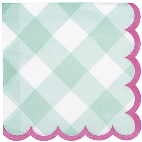 Unique- Serviettes en Papier-16,5 cm-Pastel Vichy Party-16 Pièces (Lot de 1), 25532, Multicolour
