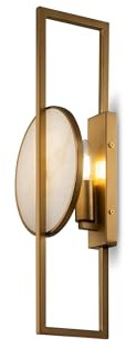 MAYTONI DECORATIVE LIGHTING Wandleuchte Marmo Gold aus Metall 1xE14 40W –Natürliche Eleganz mit Platten aus Natursteinen für Wohnzimmer, Flure und Schlafzimmer