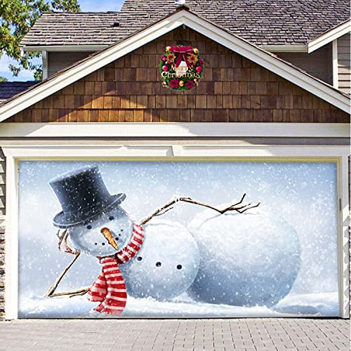 GUASDIE Weihnachten Urlaub Banner Garagentor Dekorationen, Winter Große Tür Abdeckung Dekoration Indoor Outdoor Weihnachten Urlaub Hintergrund Dekoration,Style 4,7 x 8 ft