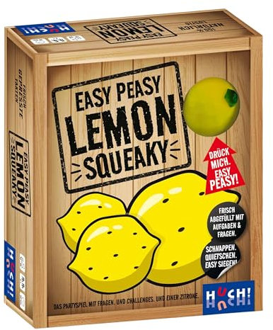 HUCH! | Easy Peasy Lemon Squeaky | Partyspiel und Quizspiel | Action garantiert | Kartenspiel & Gesellschaftsspiele | IQ Denkspiel | Für 4+ Spieler ab 12 Jahren