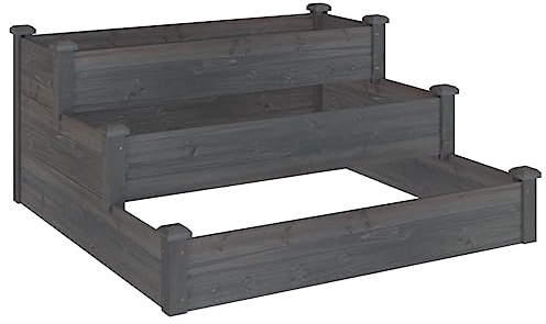 vidaXL Hochbeet Grau 120x120x56 cm Massivholz Tanne