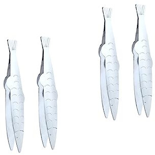 UPKOCH 4 Pcs Fishbone Fishbone Clip BBQ Tools Gripedge Tools Cake Tools Fish Bone Apartment Essentials Fishbone Tongs Stainless Steel Silver Poultry Hair Removing Pliers Portable