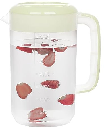 RAMFIYN Clear Pitcher with Lid 1 Gallon, Large Plastic Ice Tea Pitcher for Fridge, Juice Pitcher Water Pitcher, Sun Tea Jug, Gallon Pitcher with Lid and Spout - Clear (green)