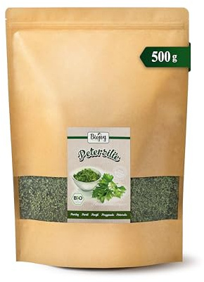 Biojoy Prezzemolo BIO, essiccato e sminuzzato, tisana al prezzemolo, 500 g | Condimento al prezzemolo dalla Germania, ideale per cucinare, Petroselinum crispum L.