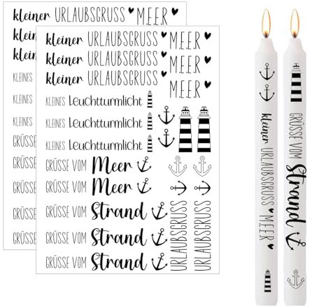 2 Stück Kerzentattoo,Pirat Kerzen Tattoo Folie,Tattoo Folie Kerzen,Kerzenfolie,für Personalisierte Kerzen und Tassen,Kerzen Aufkleber,Leuchtturmlicht Kleiner Urlaubsgruss Wasserschiebefolie Kerzen