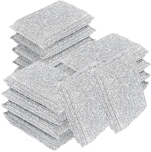 HOMESHOPA Non Scratch Scourer Pad, 20 Pack Silver Washing Up Kitchen Sponge for Cutlery, Pots, Pans, Countertops, Stoves, Sinks, Multi-Purpose Cleaning Scrubber Pads