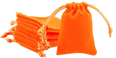 PATIKIL Samtbeutel mit Kordelzug, 21 Stück 5 x 7 cm Samt Geschenktaschen Mini Geschenkverpackungstasche für Hochzeit, Party, Geburtstag, Festivals, Orange