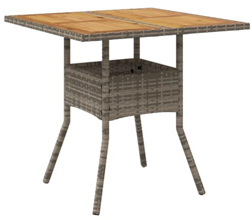 vidaXL Gartentisch mit Akazienholz-Platte Grau 80x80x75 cm Poly Rattan