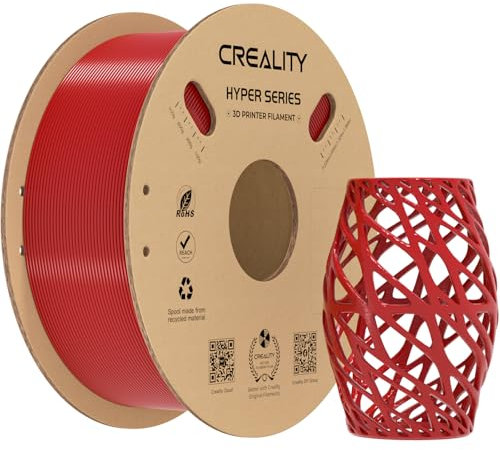Creality Hyper PETG Filament 1,75mm (Rot), 2024 Neues 1kg 3D-Drucker Filament PETG Hochgeschwindigkeit, 3D-Druckmaterialien für die Meisten 3D-Drucker K1/ K1 MAX/ K1C (1kg/ Spule)