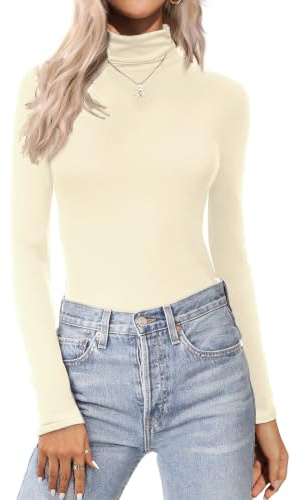 Zeagoo Roll Neck Top for Women Long Sleeve Turtleneck Top Polo Neck Tops | High Neck Top｜Winter Base Layer｜Stretch Fitted T Shirts｜Cosy Thermal Top｜Ideal for Daily Wear/Work/Loungewear/Party｜XS-XXL