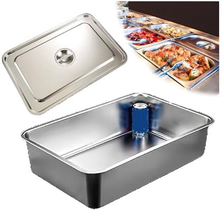 NJDQFA Lebensmittel Lagern Behälter,Stapelbar Gastro Behälter Mehrweg, Rechteckig Edelstahl Gastronomiebehälter,60 * 40cm,20cm