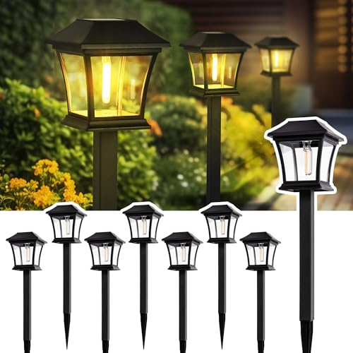 GIGALUMI Solarlampen für Außen，8 Stück Einzigartige Solarleuchten Garten Deko, Wasserdichte Solar Gartenleuchten für Garten, Terrasse, Landschaft, Gehweg, Warmweiß